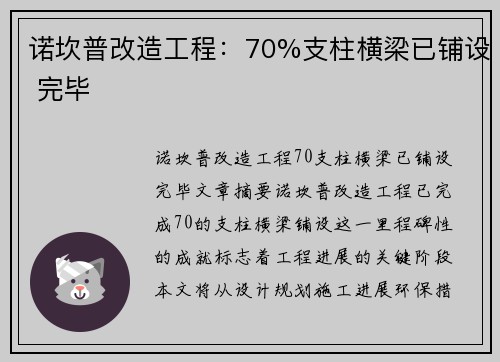 诺坎普改造工程：70%支柱横梁已铺设 完毕